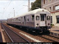 16431  BDnf738 82-53053 i Steinach 10 aug 1983 : Bildbeställning, KBS808 Steinach--Rotenburg o.d.T, Steinach, Tyska järnvägar, Tyska personvagnar, Webbalbum